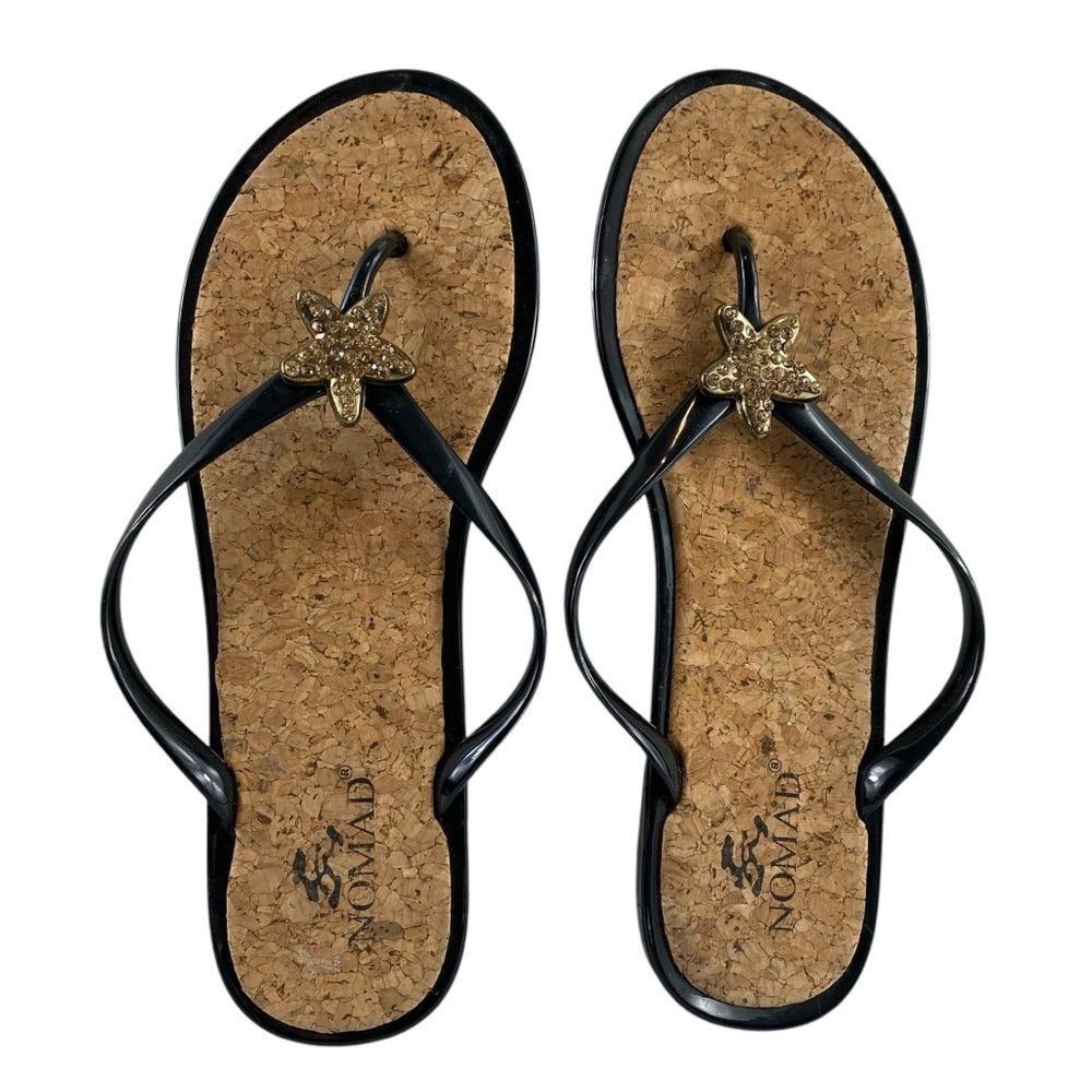 Nomad Black and Gold Starfish Sandals NWOT SZ‎ 7.5